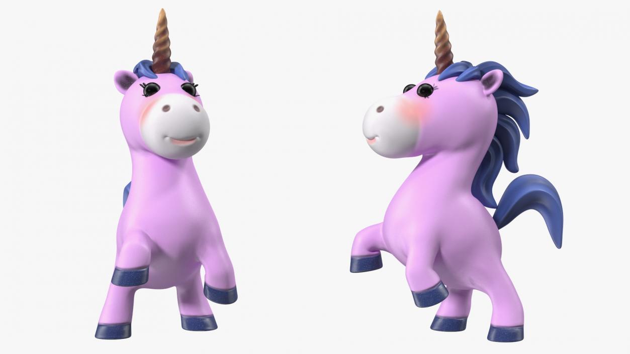 3D Pink Cartoon Unicorn Jumping Pose model