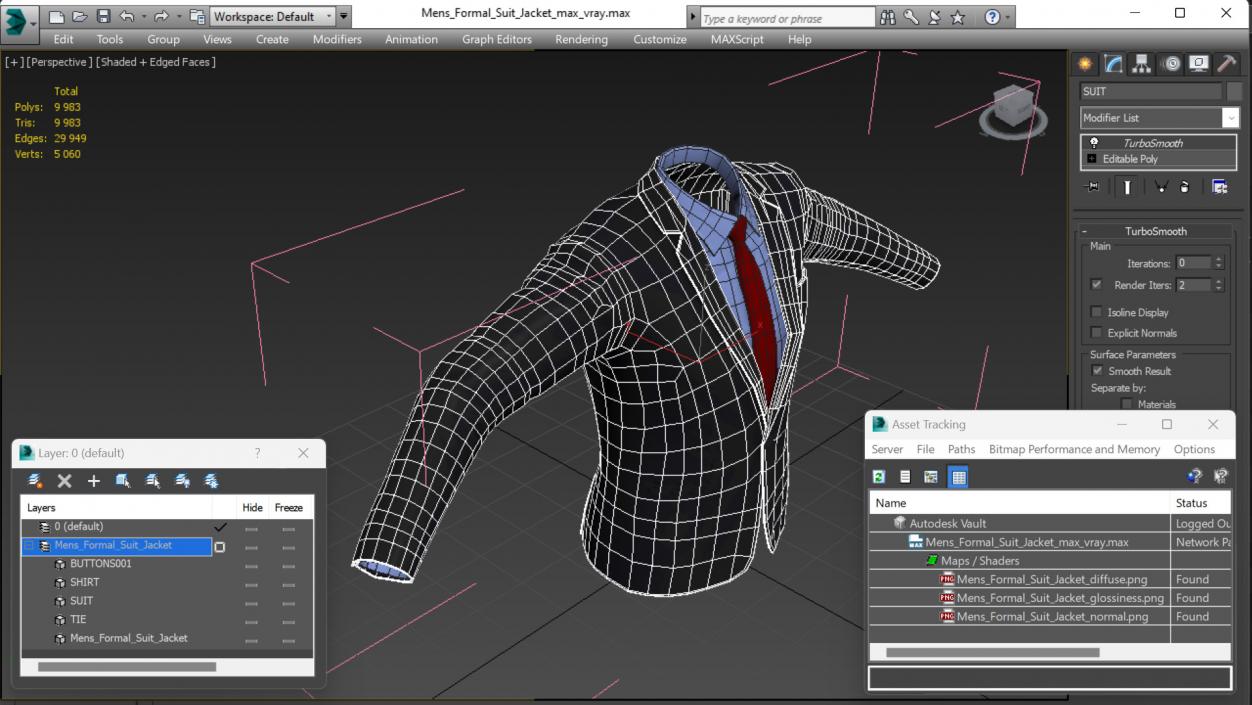 3D Mens Formal Suit Jacket model