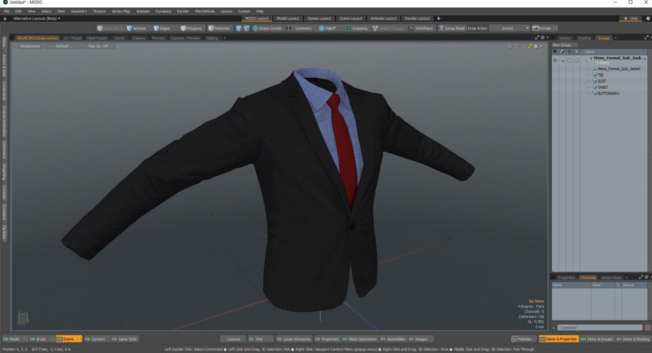 3D Mens Formal Suit Jacket model