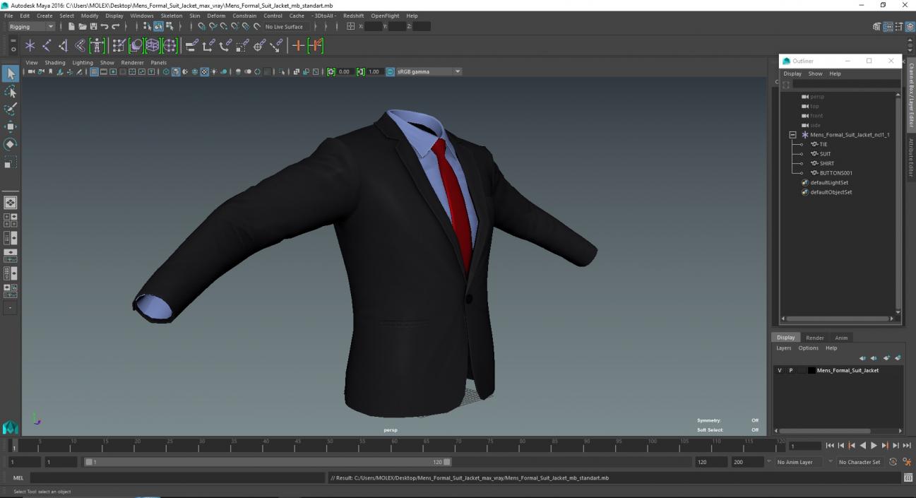 3D Mens Formal Suit Jacket model