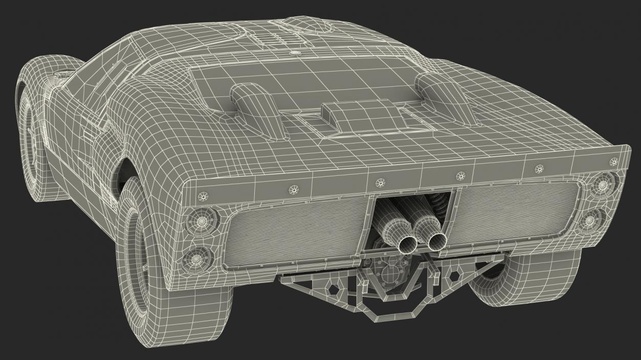 Ford GT40 Racing Car Blue Rigged 3D