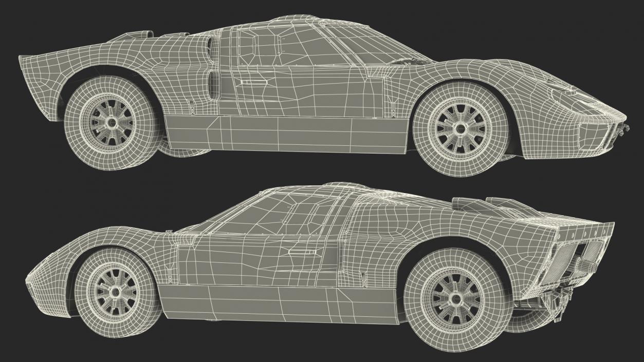 Ford GT40 Racing Car Blue Rigged 3D