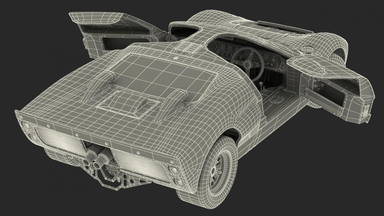 Ford GT40 Racing Car Blue Rigged 3D