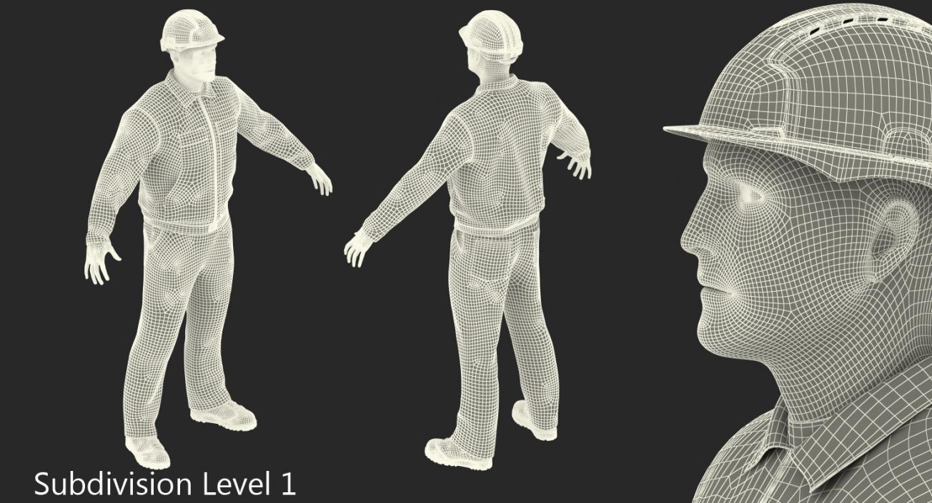 Worker With Hardhat 3D model