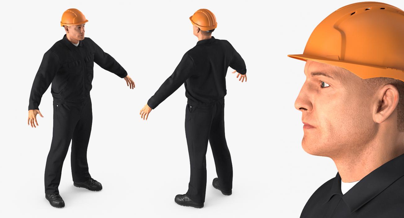 Worker With Hardhat 3D model