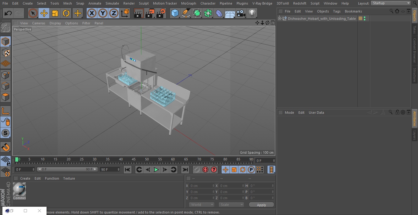 3D Dishwasher Hobart with Unloading Table model