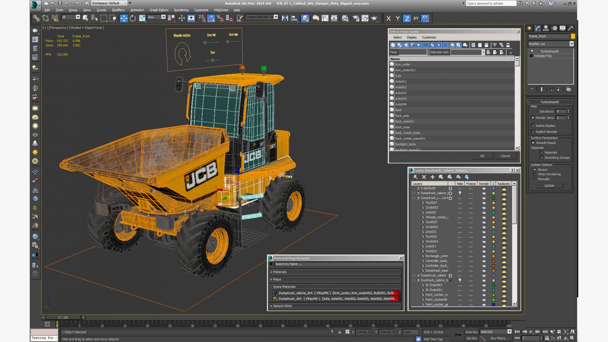 3D model JCB 6T-1 Cabbed Site Dumper Dirty Rigged