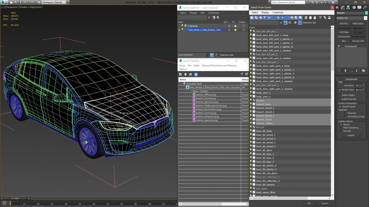 3D Tesla Model X Plaid Exterior Only model