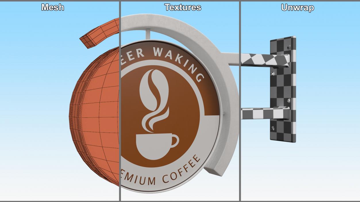 Coffee Shop Signage Wall Mounted 2 3D model