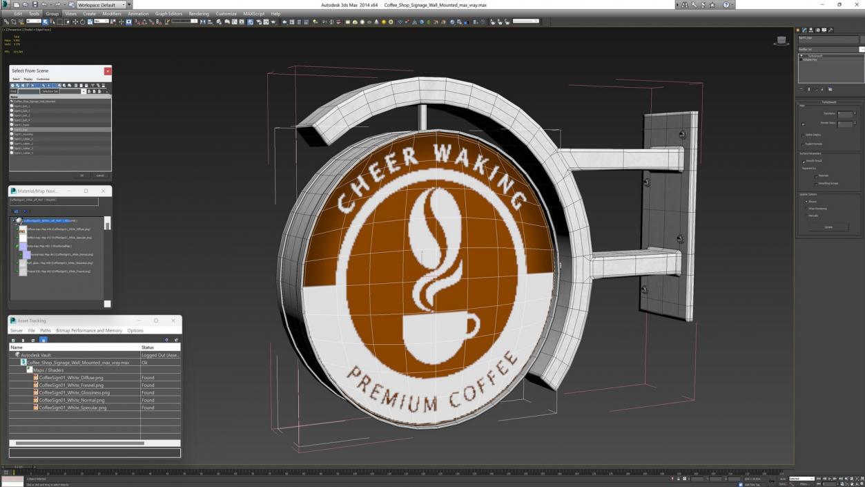 Coffee Shop Signage Wall Mounted 2 3D model