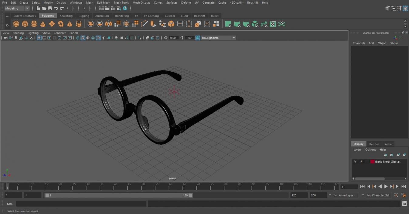 3D Black Nerd Glasses model