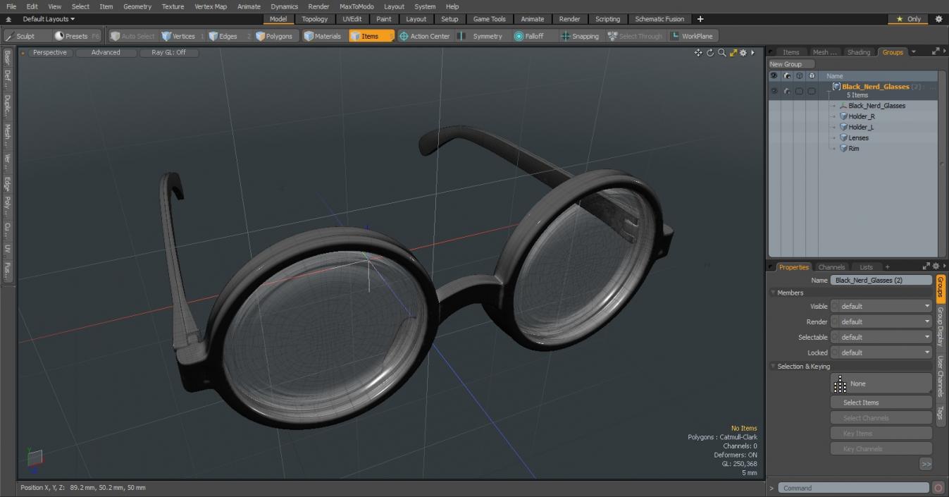 3D Black Nerd Glasses model