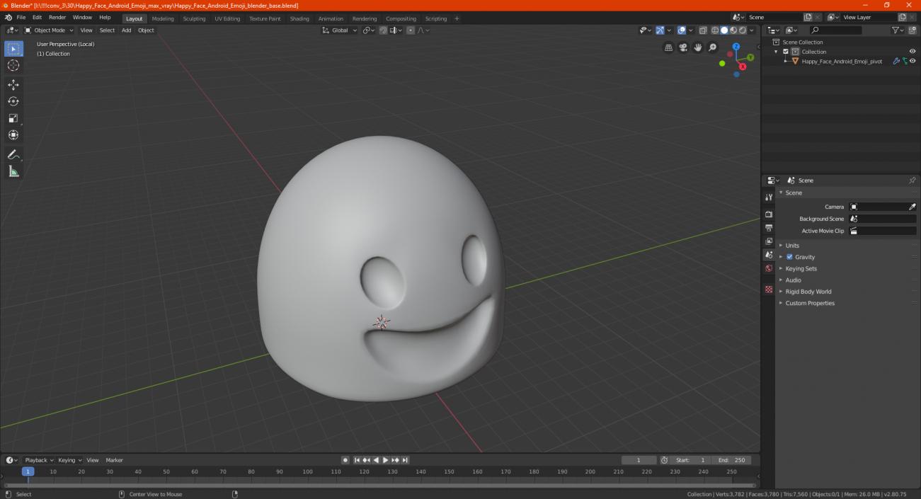 Happy Face Android Emoji 3D model