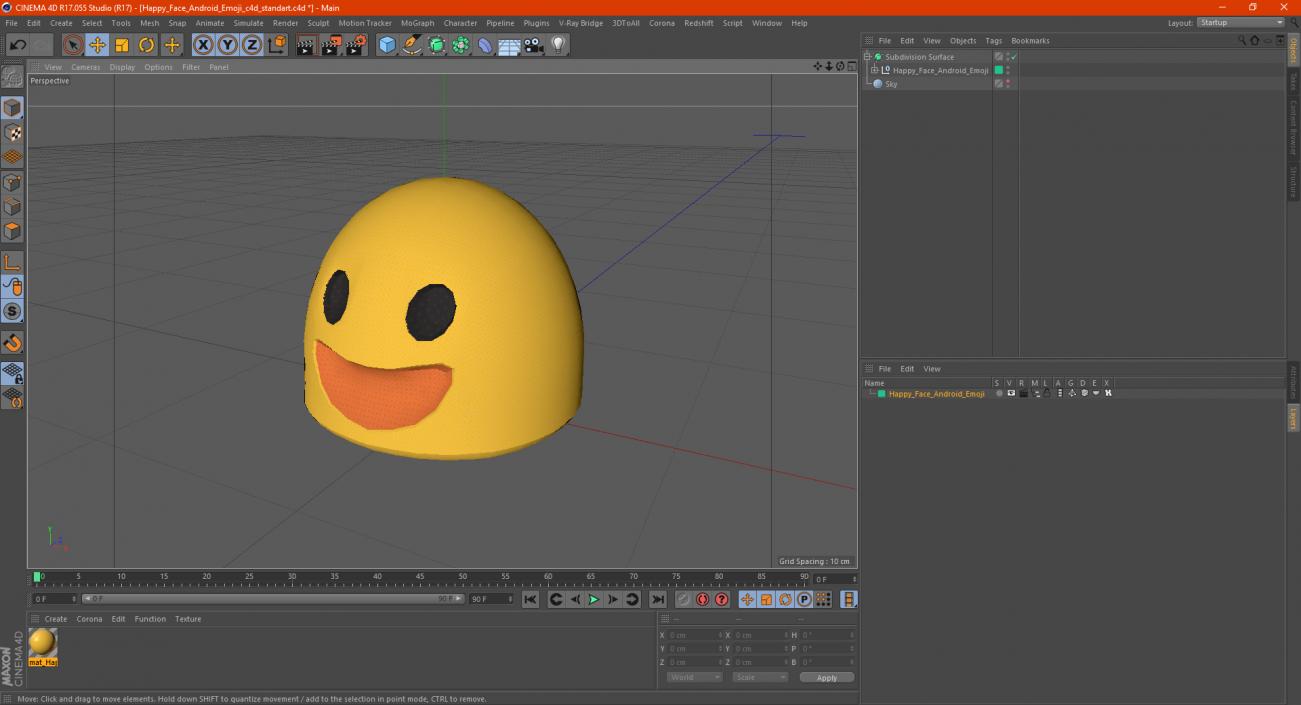 Happy Face Android Emoji 3D model