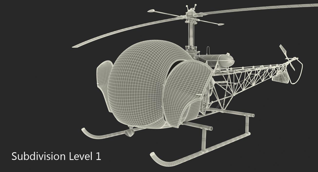 3D model Light Helicopter Bell 47 Red Rigged