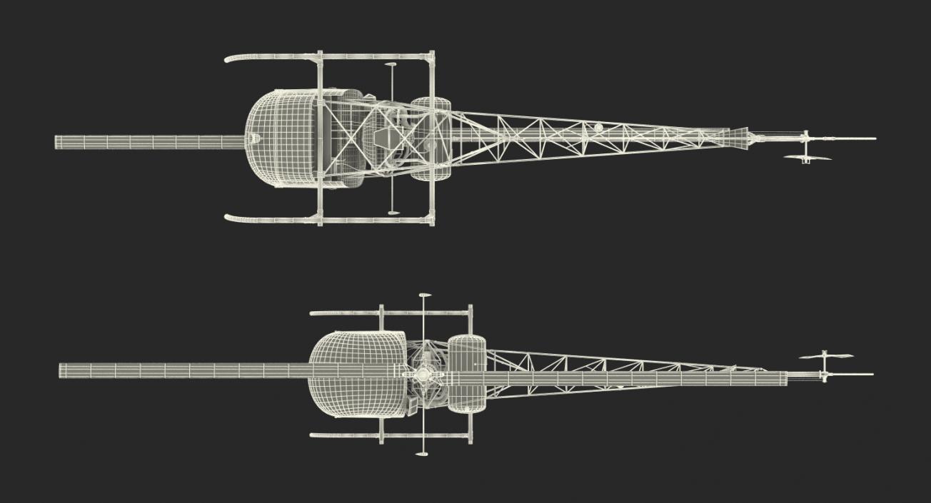 3D model Light Helicopter Bell 47 Red Rigged