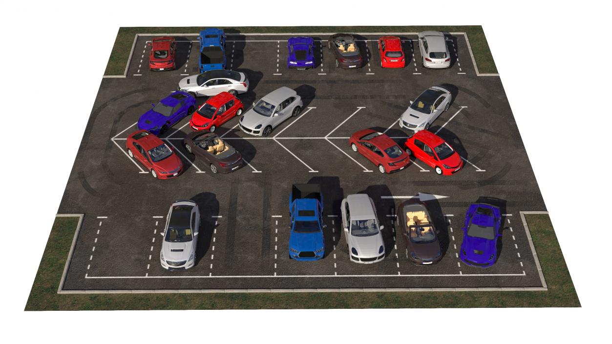 3D On Street Parking 26 Spaces Filled Old model