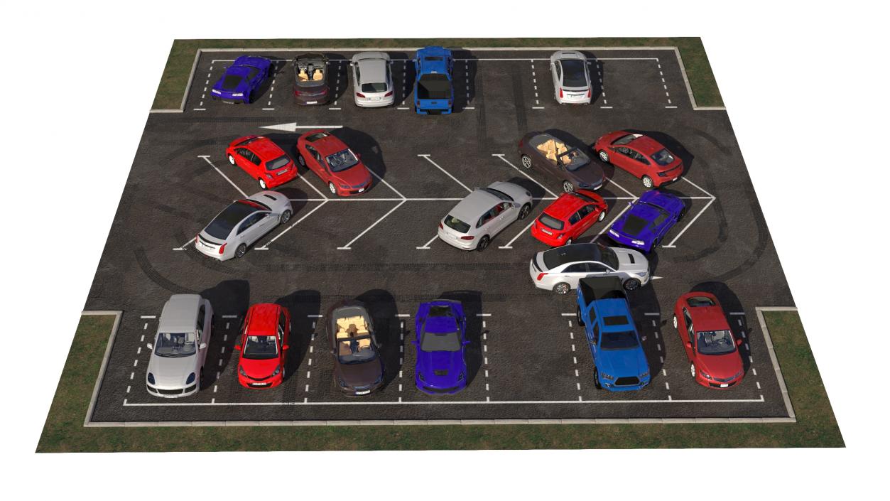 3D On Street Parking 26 Spaces Filled Old model