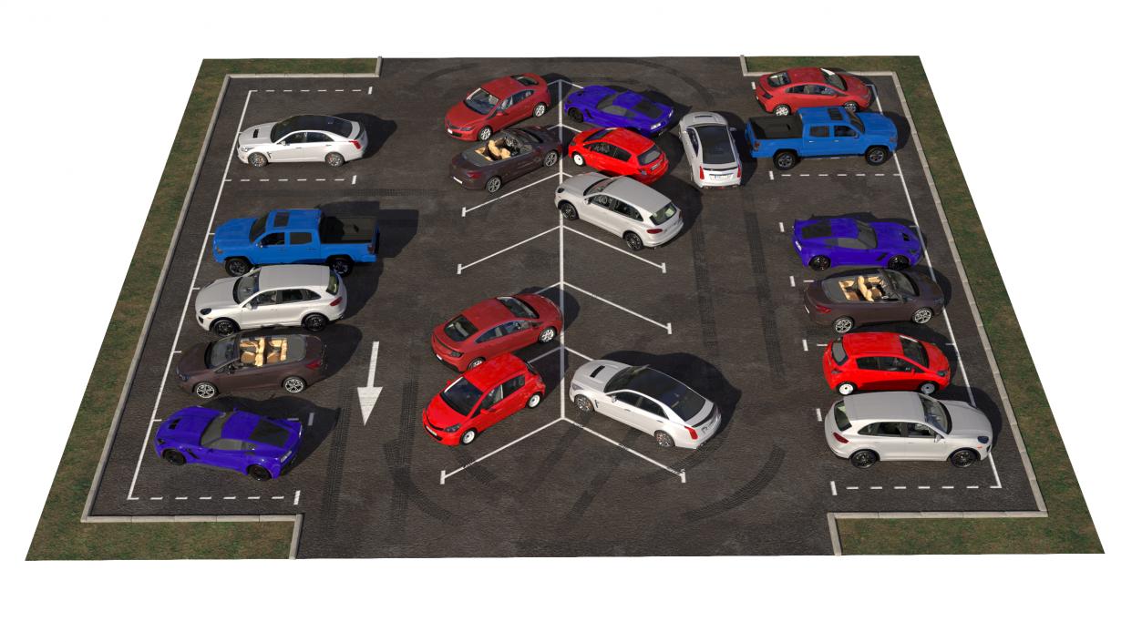 3D On Street Parking 26 Spaces Filled Old model