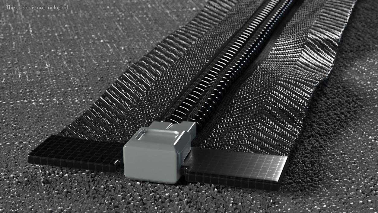 Open End Nylon Coil Zipper with Slider Black 3D model