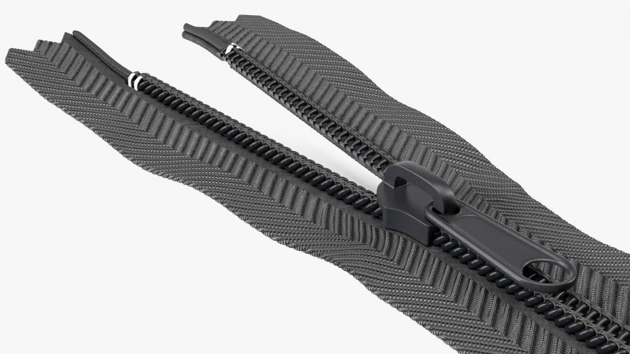 Open End Nylon Coil Zipper with Slider Black 3D model