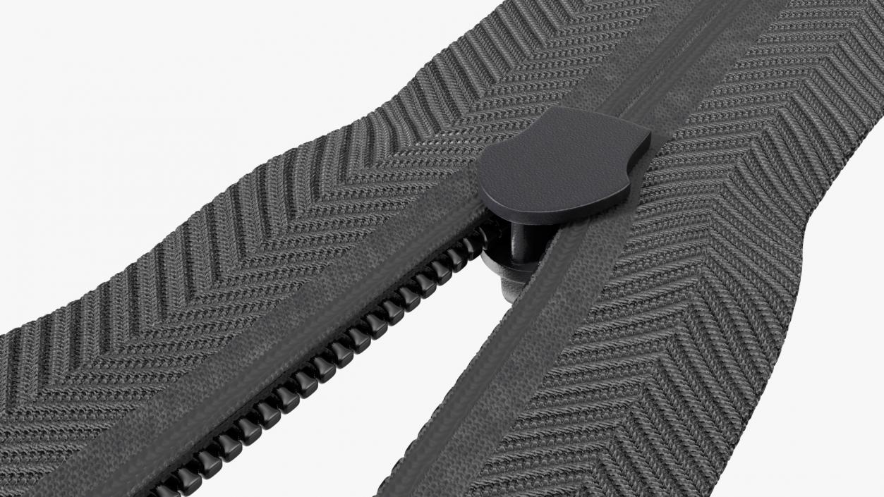 Open End Nylon Coil Zipper with Slider Black 3D model