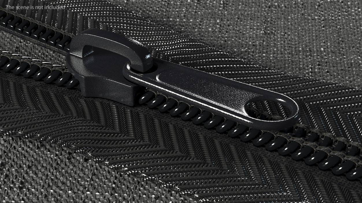 Open End Nylon Coil Zipper with Slider Black 3D model