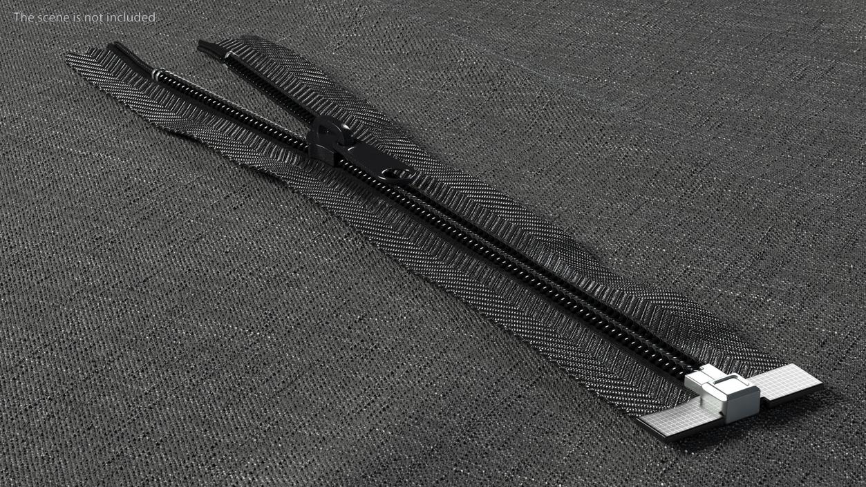 Open End Nylon Coil Zipper with Slider Black 3D model