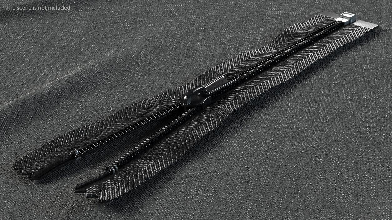 Open End Nylon Coil Zipper with Slider Black 3D model