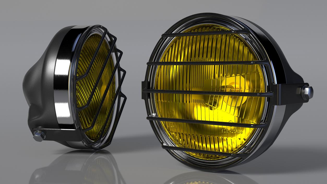 3D model Motorcycle Headlight Yellow with Cover Protector 2