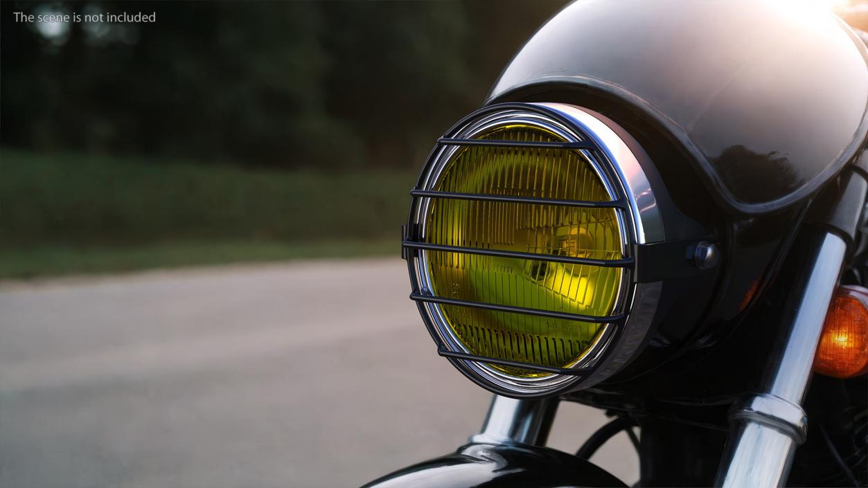 3D model Motorcycle Headlight Yellow with Cover Protector 2