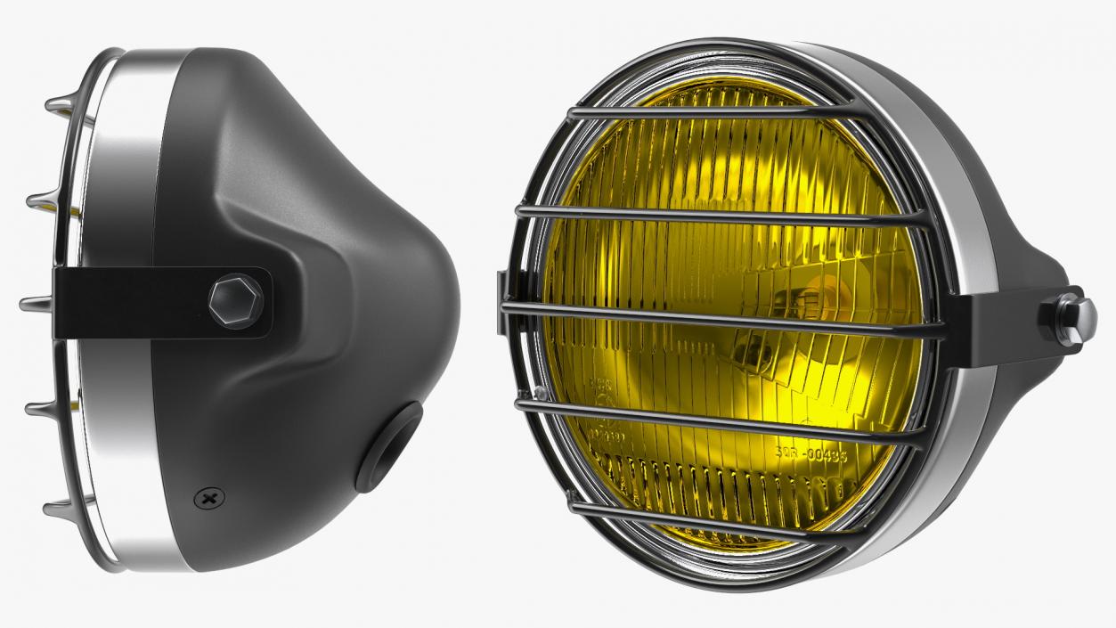 3D model Motorcycle Headlight Yellow with Cover Protector 2