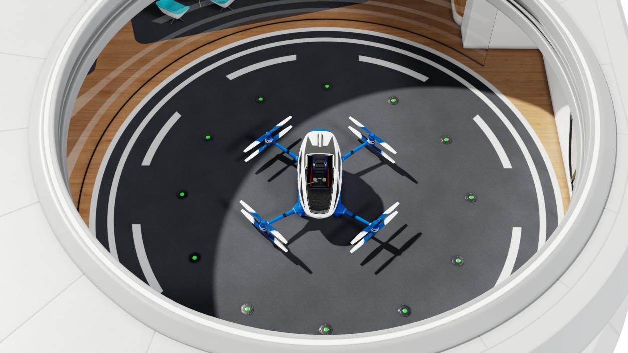 3D model Air Taxi Port with Autonomous Drone