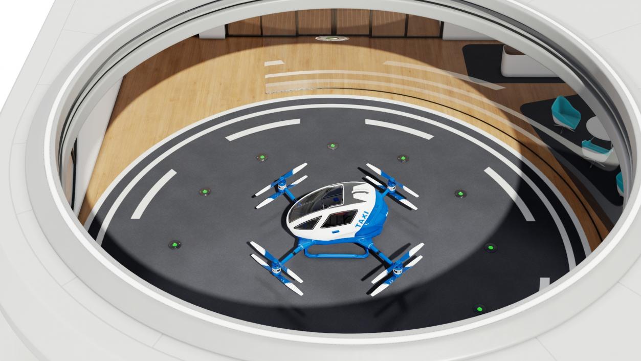 3D model Air Taxi Port with Autonomous Drone