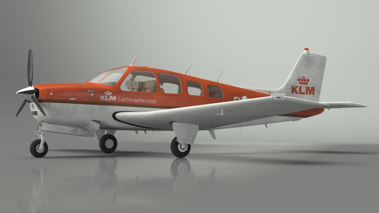 Light Aircraft Beechcraft Bonanza KLM Rigged 3D model