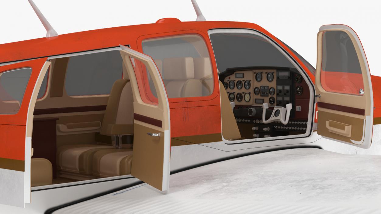 Light Aircraft Beechcraft Bonanza KLM Rigged 3D model