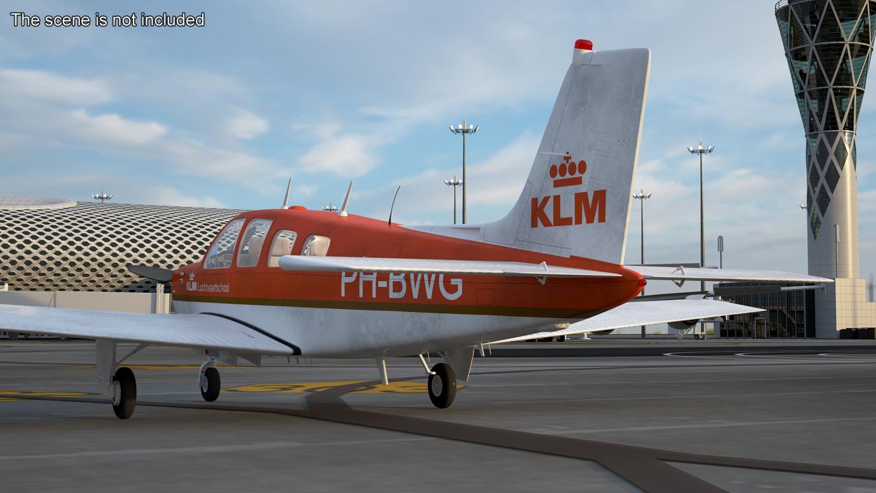 Light Aircraft Beechcraft Bonanza KLM Rigged 3D model