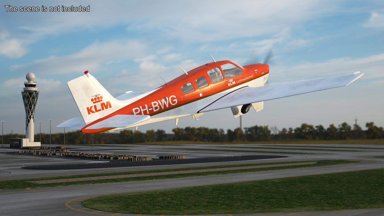 Light Aircraft Beechcraft Bonanza KLM Rigged 3D model