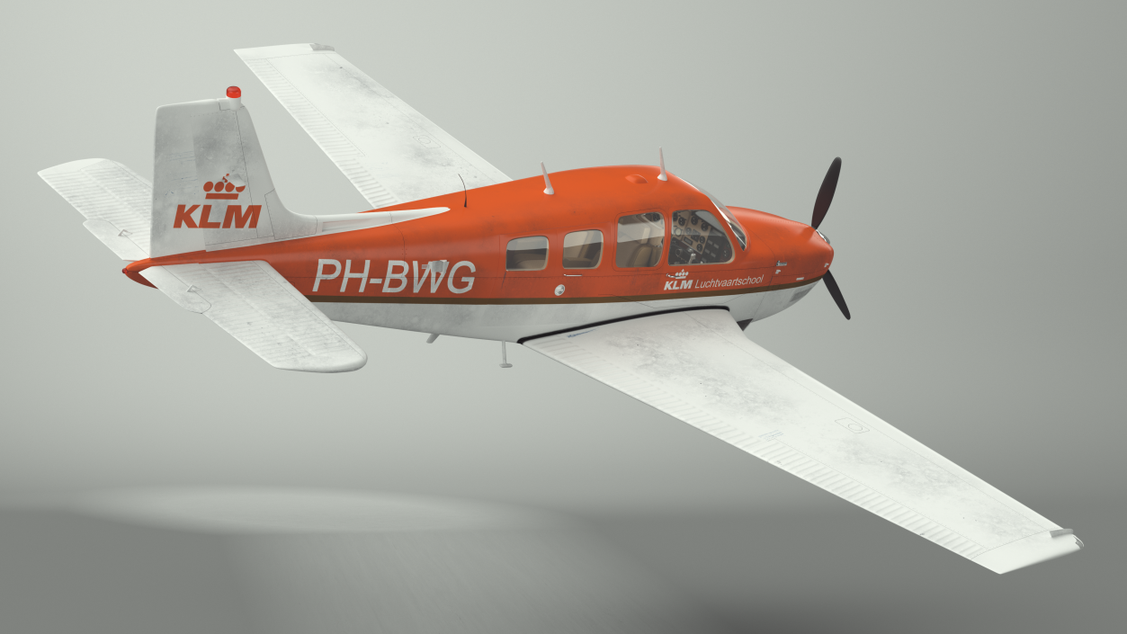 Light Aircraft Beechcraft Bonanza KLM Rigged 3D model