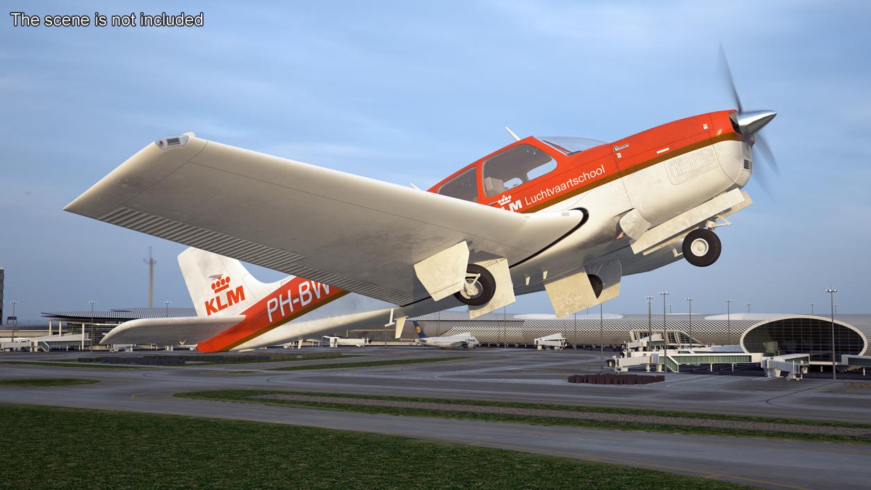 Light Aircraft Beechcraft Bonanza KLM Rigged 3D model