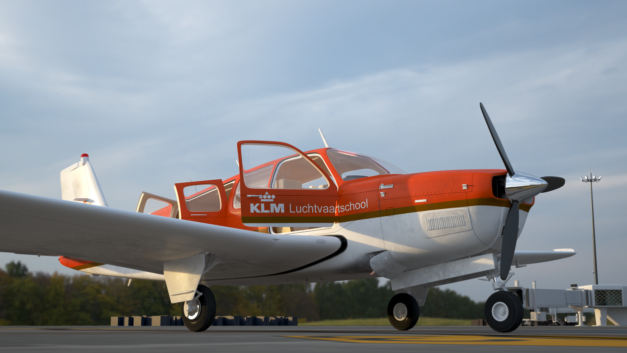 Light Aircraft Beechcraft Bonanza KLM Rigged 3D model