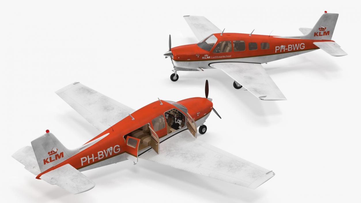 Light Aircraft Beechcraft Bonanza KLM Rigged 3D model