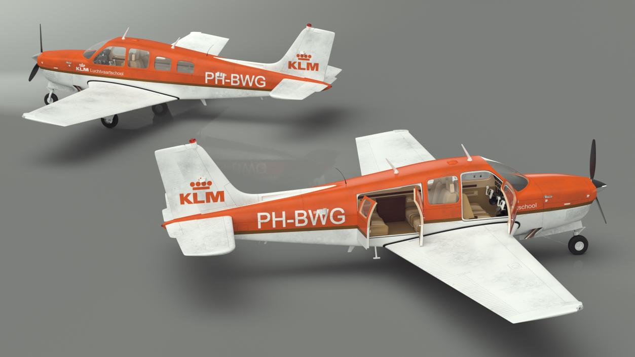 Light Aircraft Beechcraft Bonanza KLM Rigged 3D model