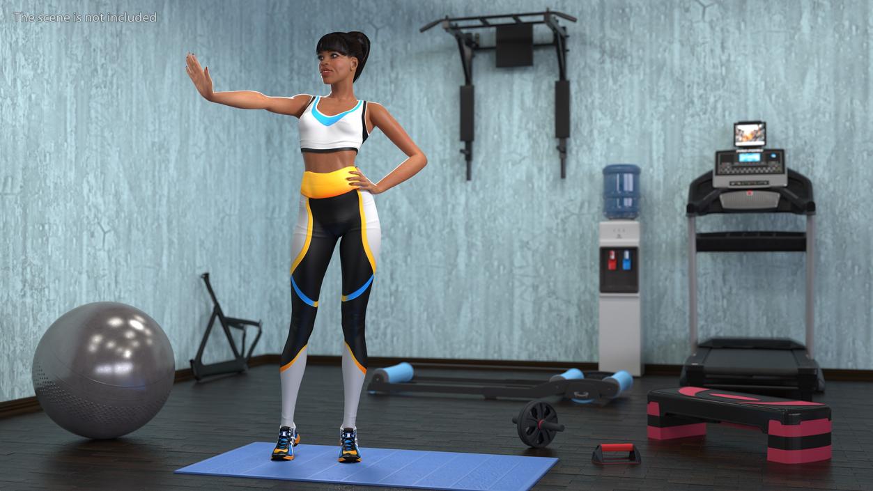 3D Light Skin Fitness Woman Rigged