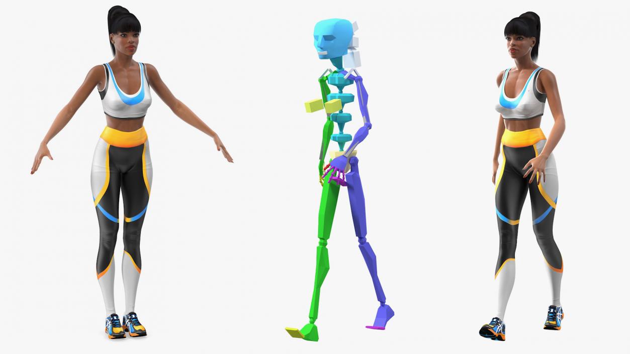 3D Light Skin Fitness Woman Rigged