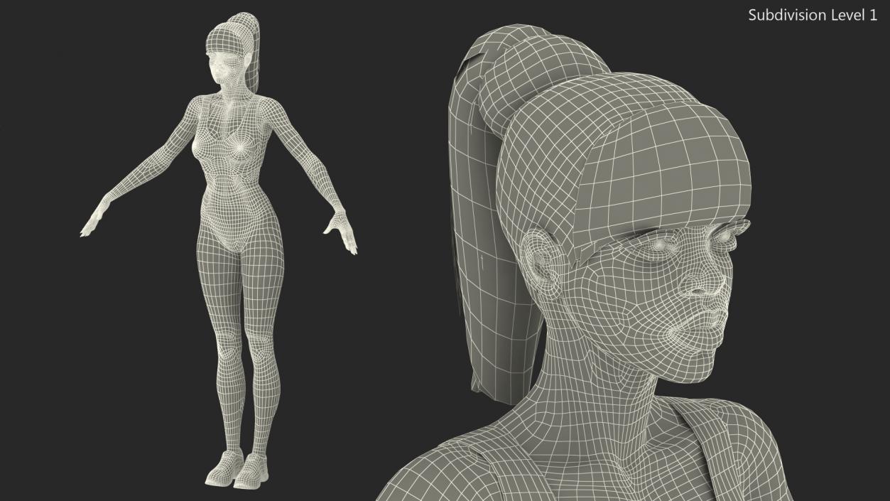 3D Light Skin Fitness Woman Rigged