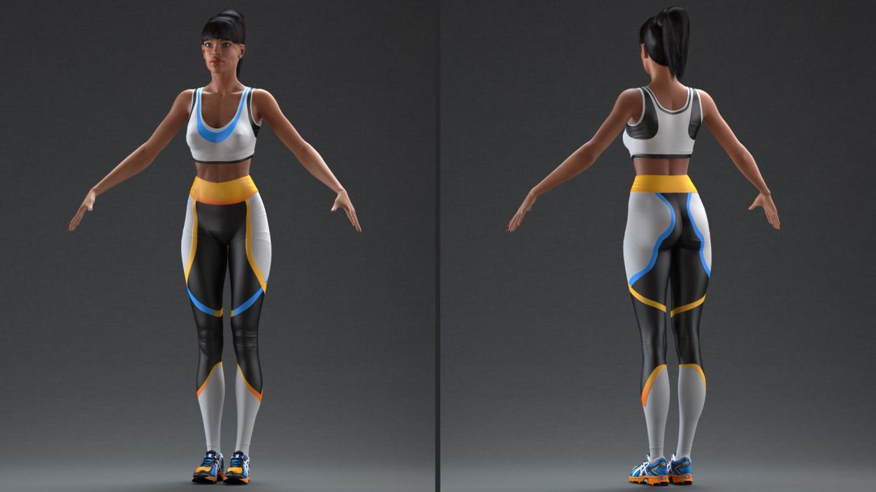 3D Light Skin Fitness Woman Rigged