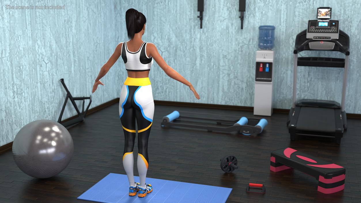 3D Light Skin Fitness Woman Rigged