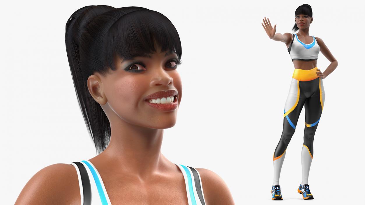 3D Light Skin Fitness Woman Rigged