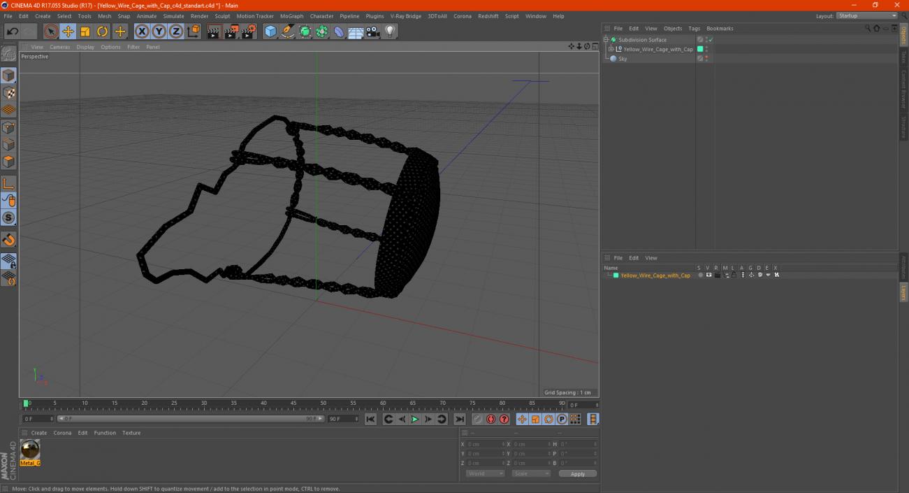 3D model Yellow Wire Cage with Cap